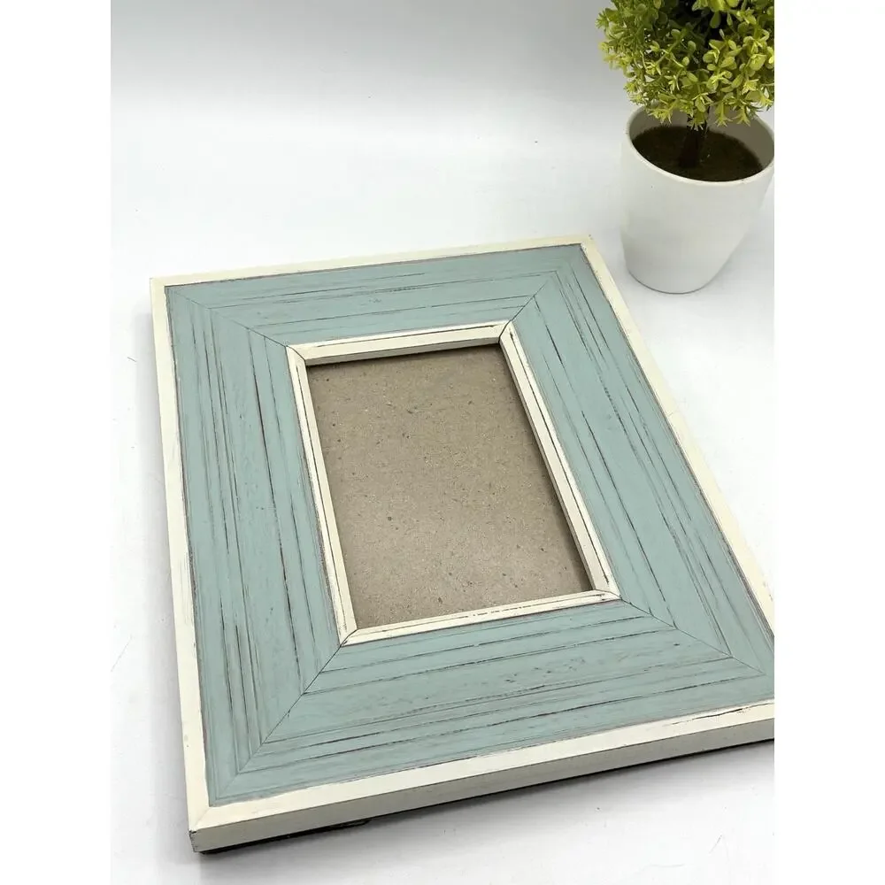 Lane Furniture Distressed Teal & Cream Farmhouse Picture Frame 4x6